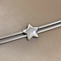 Greatera-Collier perlé étoile à cinq branches pour femme, bijoux jonc en acier inoxydable, salle double cheminée, design personnalisé 5