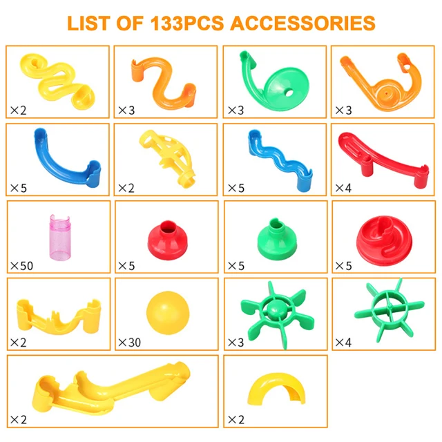 133 Pcs/Set Marble Tracks Educational Toys Race Run Track Coaster Construction Railway Building Pipe Blocks Kids Birthday Gifts 5