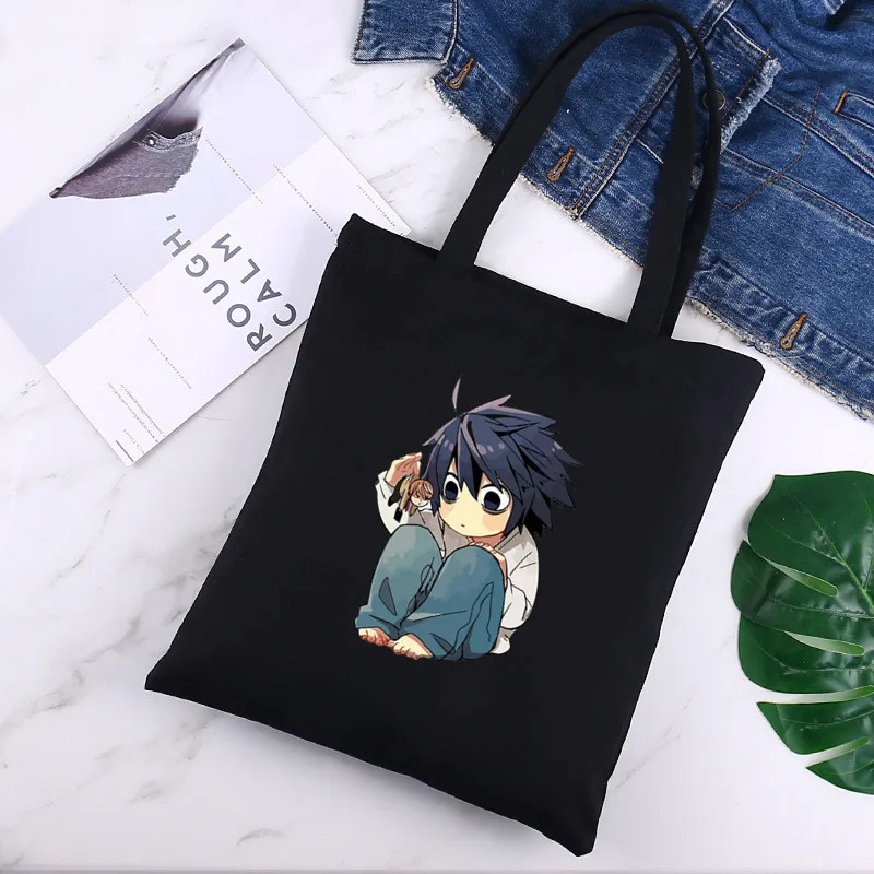 

Японская аниме Манга Death Note, женские сумки, черная Холщовая Сумка-тоут, экологически чистая складная сумка для покупок