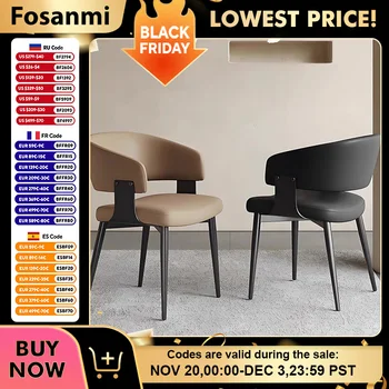 Modern Wraparound Backrest Elegant Leather Dining Chairs Luxury Soft Living Room Cafe Chair Comfy Kitchen Chair with Steel Legs