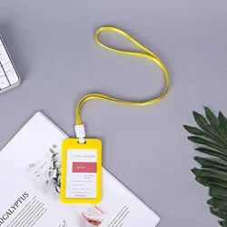 Premium Lanyard Card Holder with Neck Strap - Stylish and Durable ID, Bus, and Credit Card Case (Yellow)