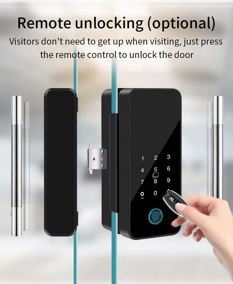 Tuya Bluetooth Biometric Glass Door Smart Lock Fingerprint Password Card Electro
