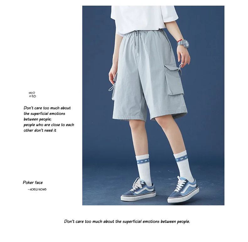 korean dress 2022 Summer New Overalls Shorts Women Handsome Drawstring Pocket Design Loose Five-point Pants zara shorts