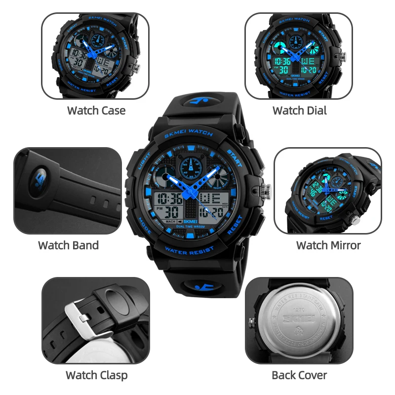 2017 New SKMEI Men Sports Watches Dual Display Digital Quartz Watch Men Waterproof Casual Outdoor Electronic Wrist Watches 6