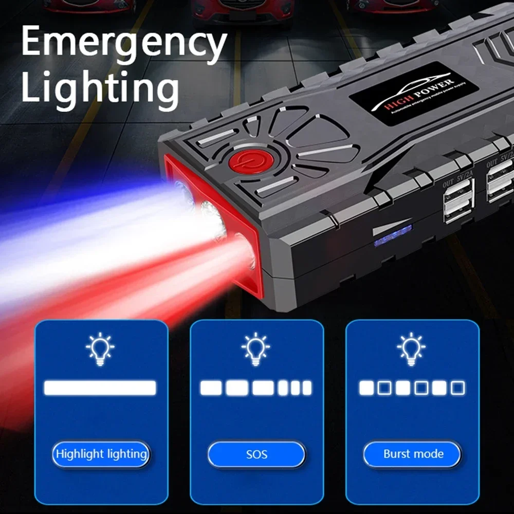 99800mAh Car Jump Starter Power Bank 12V Portable Car Battery Booster Charger Air Pump Tyre Inflator Compressor Starting Device