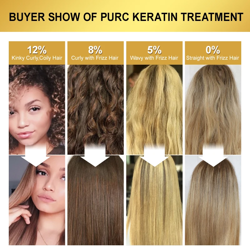 PURC Professional Keratin Hair Treatment Brazilian Hair Straightening Cream  Smoothing Shampoo Magic Hair Mask Care Product 100ml
