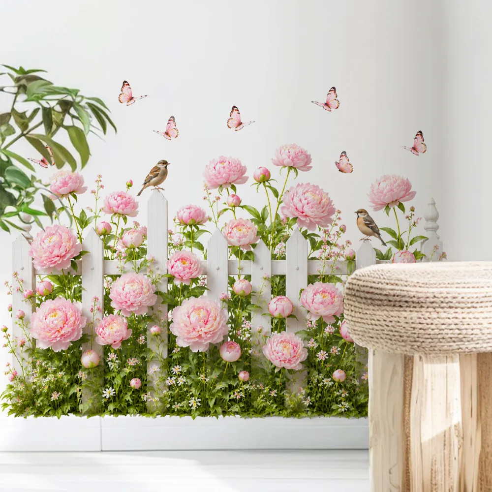 Charming Vintage Peony Bloom Removable Wall Mural Decor