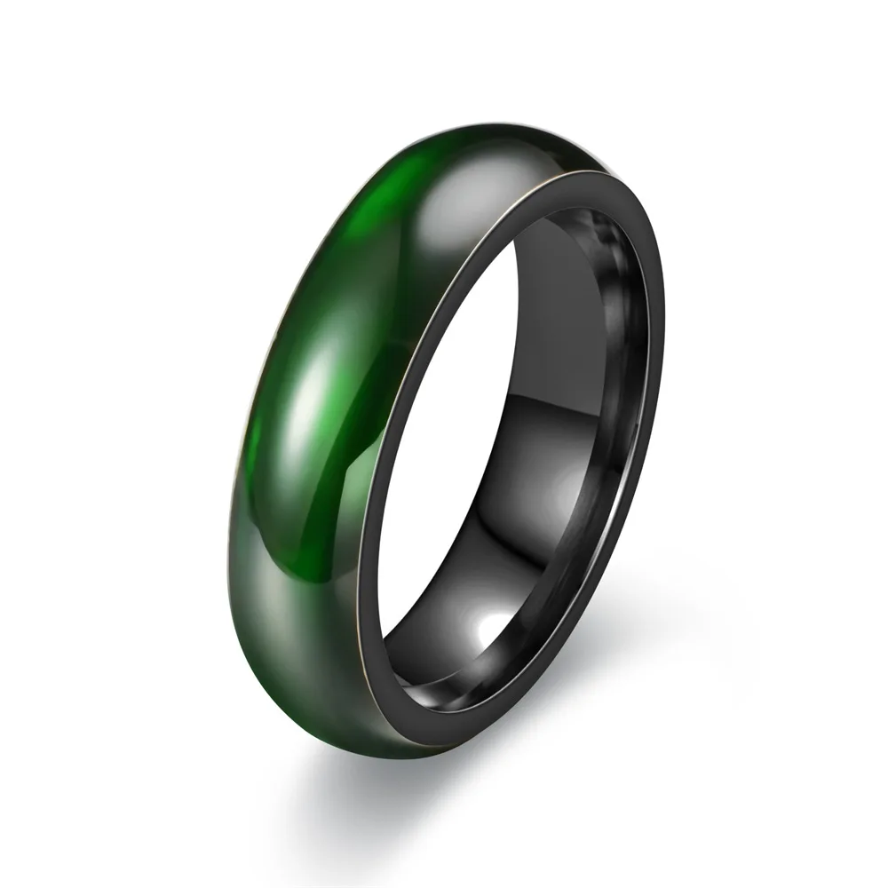 6mm 316L Stainless steel Ring for Men And Women Center Cool Green White Wide Jade Color Men Ring JR2065