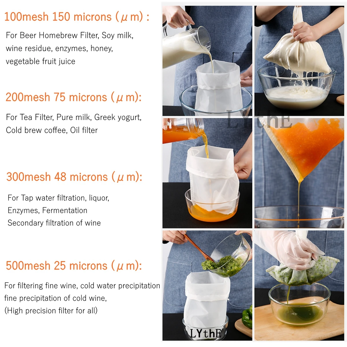 2 Sacchetti Filtro Per Birra E Vino - Maglia Fine, Riutilizzabili, 20x30cm E 30x45cm - Foto 8