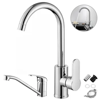Rubinetto da cucina G3/8 Rubinetto da bagno misto caldo e freddo Rubinetto per lavabo girevole con maniglia singola Rubinetto per lavabo da piano 1