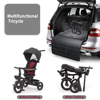 Tricycle pour bébé, tricycle pliable 7 en 1 pour enfants de 6 mois à 5 ans, pédale de frein, capot extensible, garde-corps amovible 6