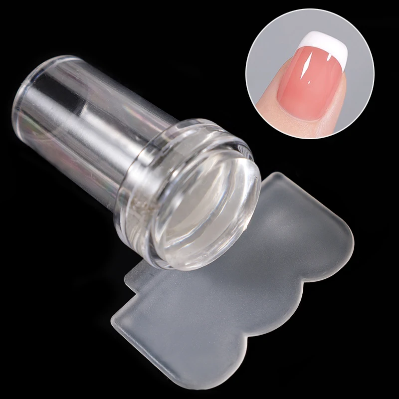 Silicone Transparent Nail Seal Makeup Stamping French Nail Stencil Template Easy French Manicure with Nail Stamp Scraper Tools 2