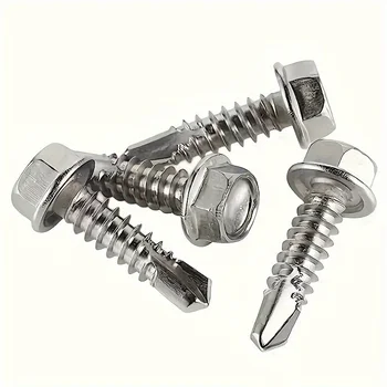 100Pcs410 stainless steel hexagonal washer head self-drilling screw M4.2 stainless steel self-tapping screw