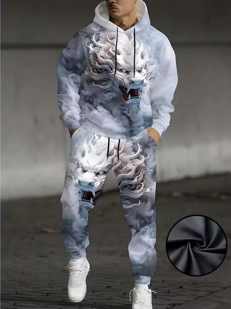 لهب الأسد البلوز هوديس مجموعات ثلاثية الأبعاد الطباعة الرجال النساء موضة هوديي + بانت 2 قطعة مجموعات تأثيري بدلة رياضية رجالي 2 قطعة مجموعات