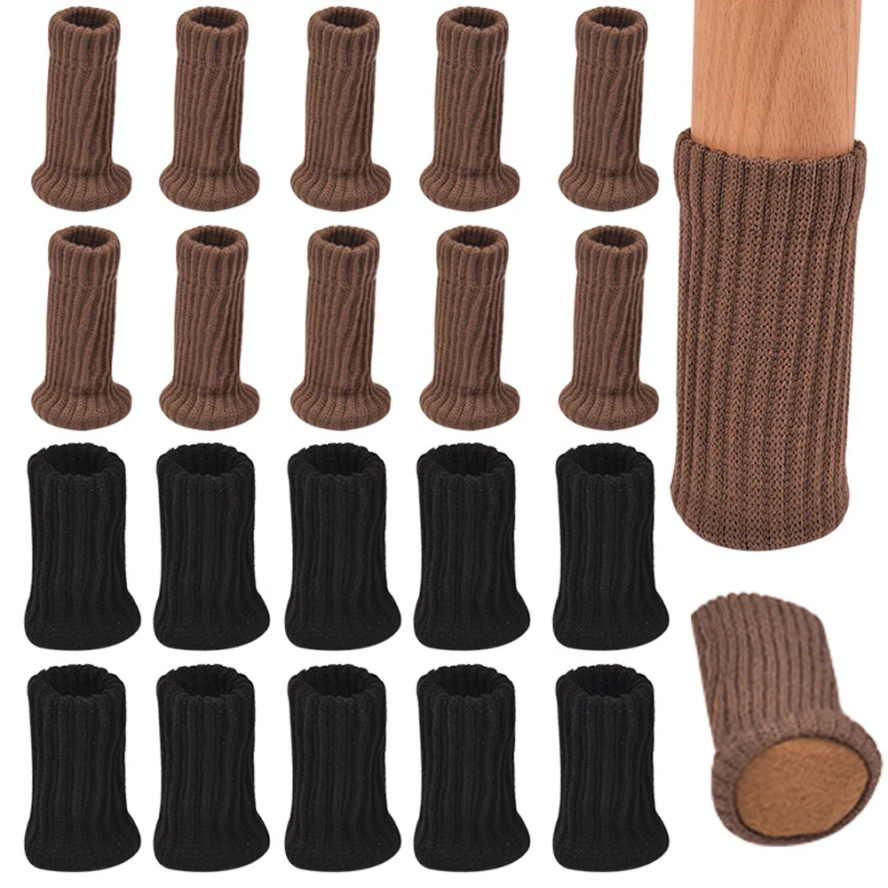 16Pcs 의자 다리 양말 니트 가구 발 바닥 보호대 미끄럼 방지 패드 침묵 방지 두꺼운 테이블 의자 다리 양말 커버