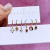 MIGGA 6pcs/set Villain Hoops Huggie Earrings Gold Color Cubic Zircon Women Jewelry 2