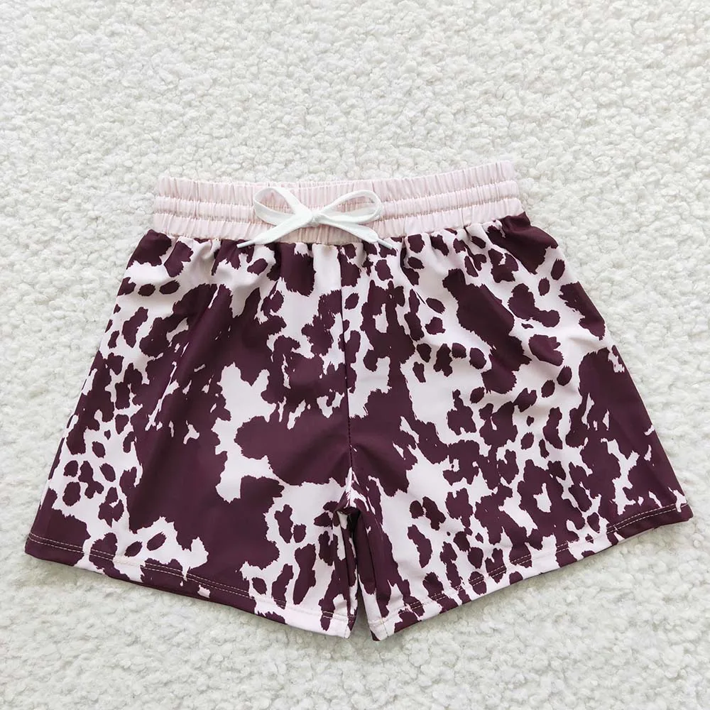 Baby Boy Summer Western Clothes Swimsuit Kids Stretchy Cow Print Swimwear Infant Swimming Trunks Shorts boys shorts