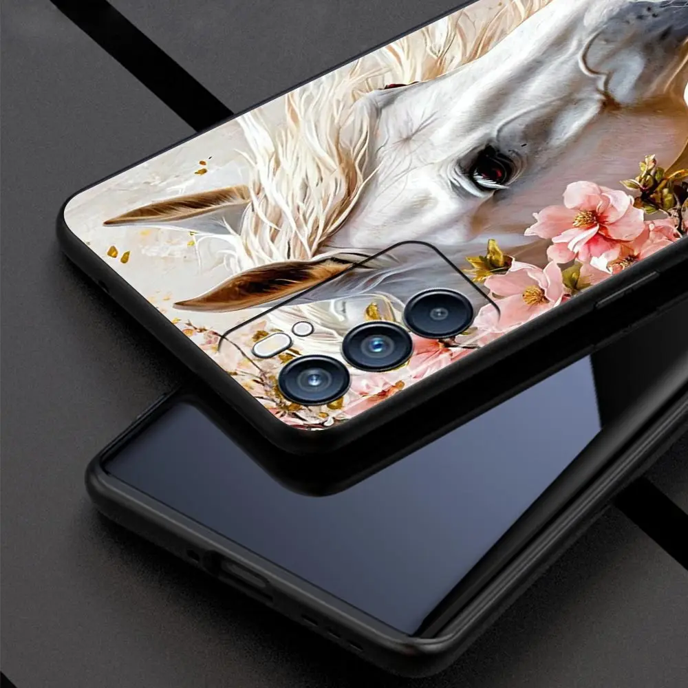 Galloping Horses Design Phone Case - Black and White Cover