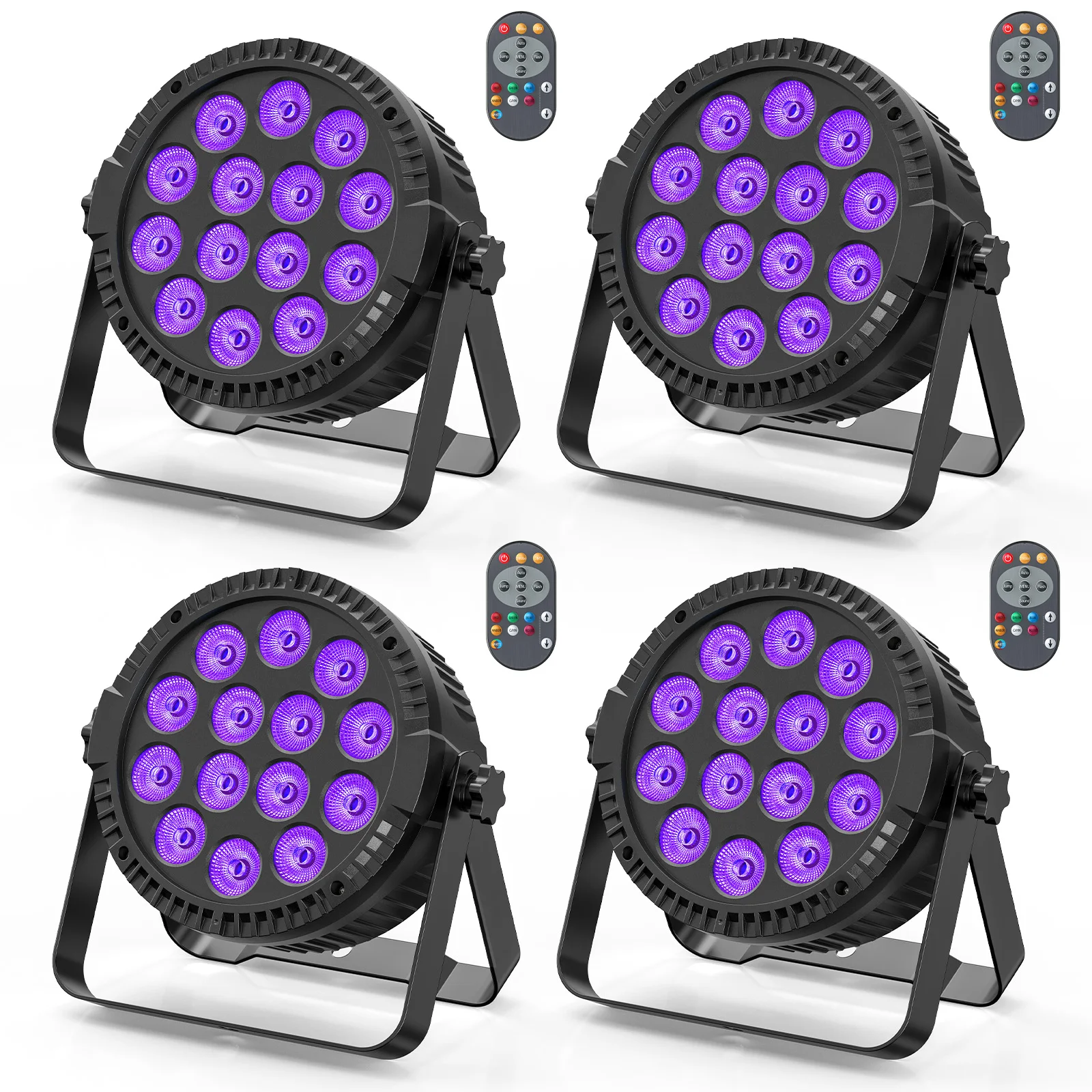Fieryzeal 4PCS 80W RGBW Par Light DMX512 Control Flat Stage Light 14x6W 4IN1 LED Stage Effect Light for DJ Disco Bar Concert