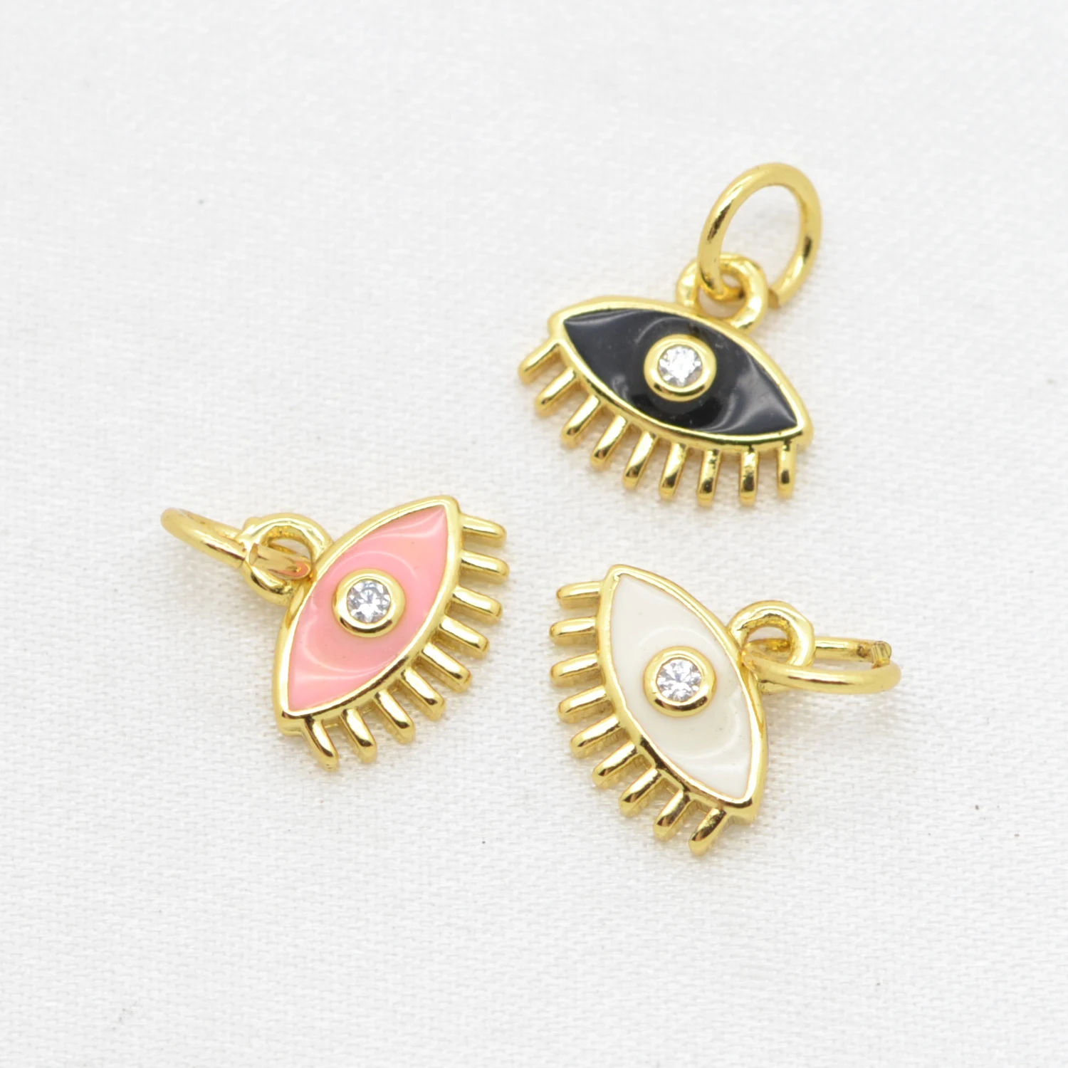 

Fashion Enamel Zircon Turkish Eye Pendant Accessories for Jewelry Making Micro Inlay Cubic Zirconia Devil's Eye DIY Charms 6 Pcs