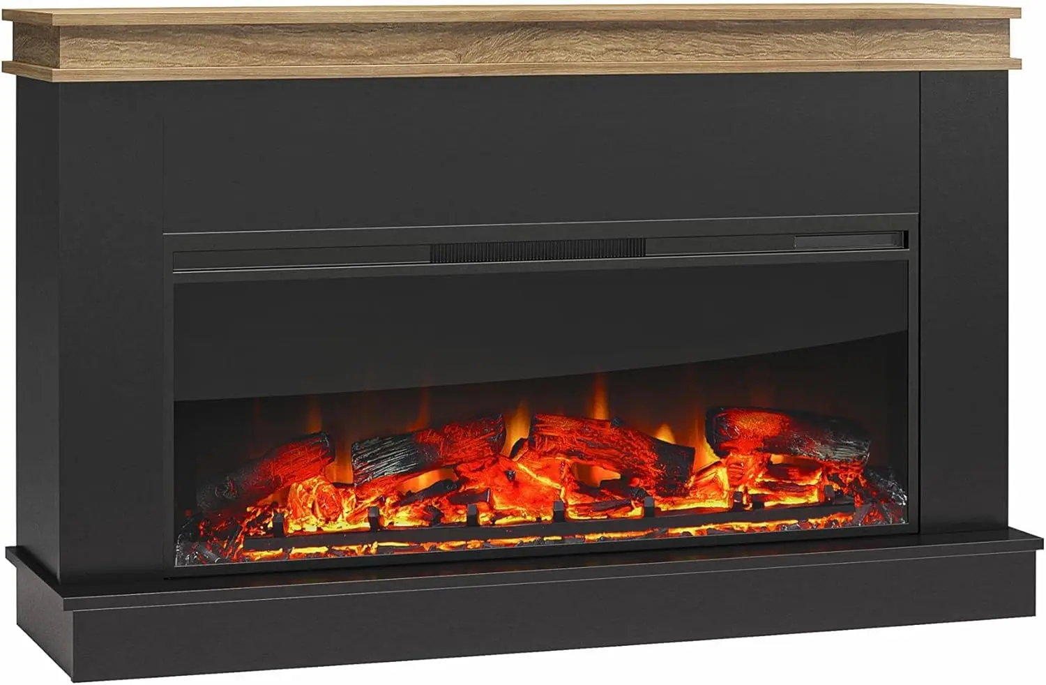 Mateo 30 Inch Electric Fireplace with Mantel and Shelf, Replaceable Fireplace Insert Heater, Freestanding, Remote Control