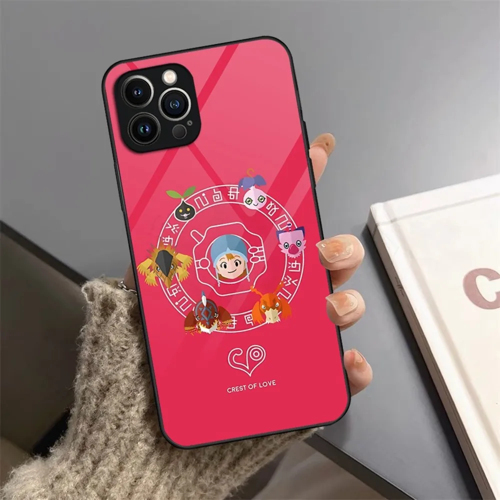 Digimon Anime Phone Case For iPhone 13 15 14 12 11 Pro XS Max Plus Mini X XR 8 7 6s SE2020 Tempered Glass Coque