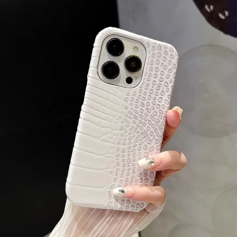 Crocodile Grain Leather Case iPhone 16 13 14 11 12 15 Pro Max XR XS 17air 17pro max cases Gradient Hard PC Shockproof Cover
