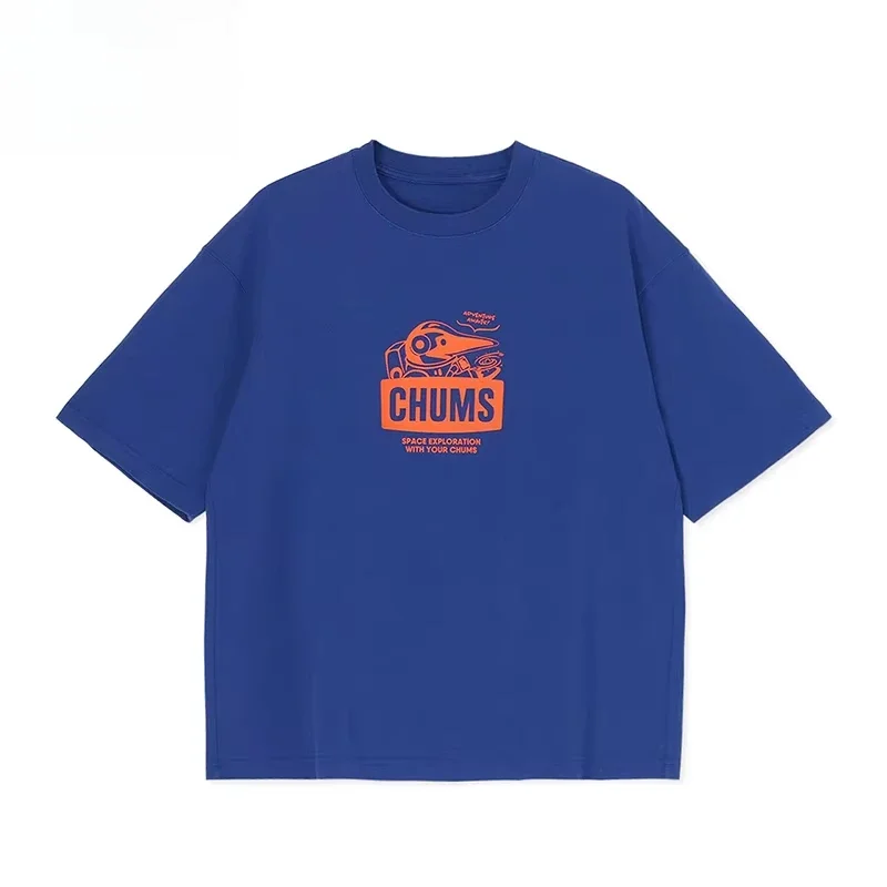 CHUMS Sports Outdoor Short Sleeve Men's Universe Theme Print Casual Round Neck T-shirt Unisex Comfortable Cotton Top