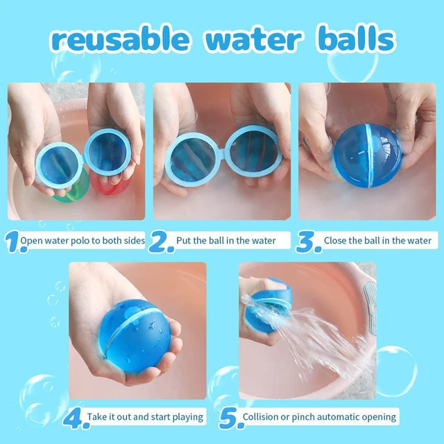 Magnetic Reusable Water Balloons Refillable Water Balloon Quick Fill Self Sealing Water Bomb Splash Balls for