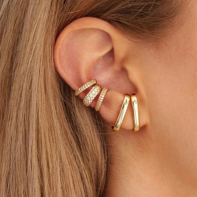 CRMYA-Boucles d'oreilles à tige couleur or et argent pour femmes, clips d'oreille piercing, fête irrégulière, bijoux en gros, 2022