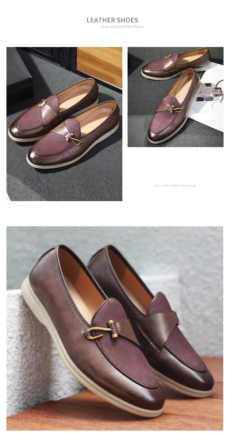 Brand Men's Casual Leather Shoes Mens Fashion Patchwork Party Wedding Loafers Moccasins Men Slip-on Comfortable Driving Flats