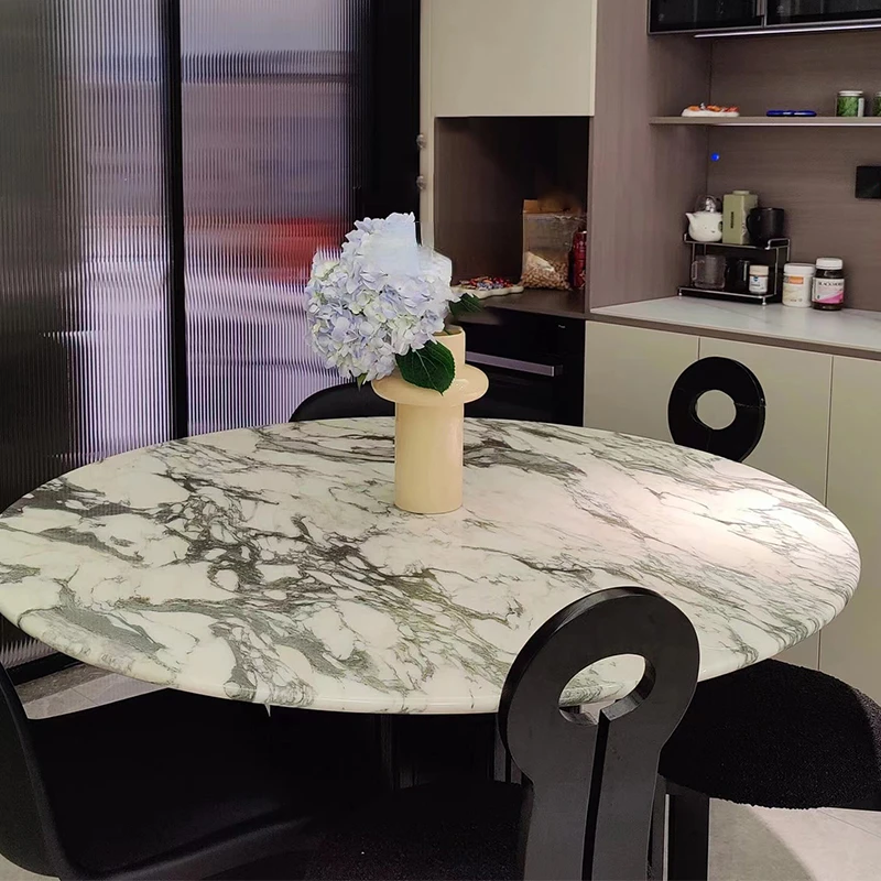 Nordic French Bulgari Tavolo Da Pranzo Rotondo Soggiorno In Marmo Ardesia