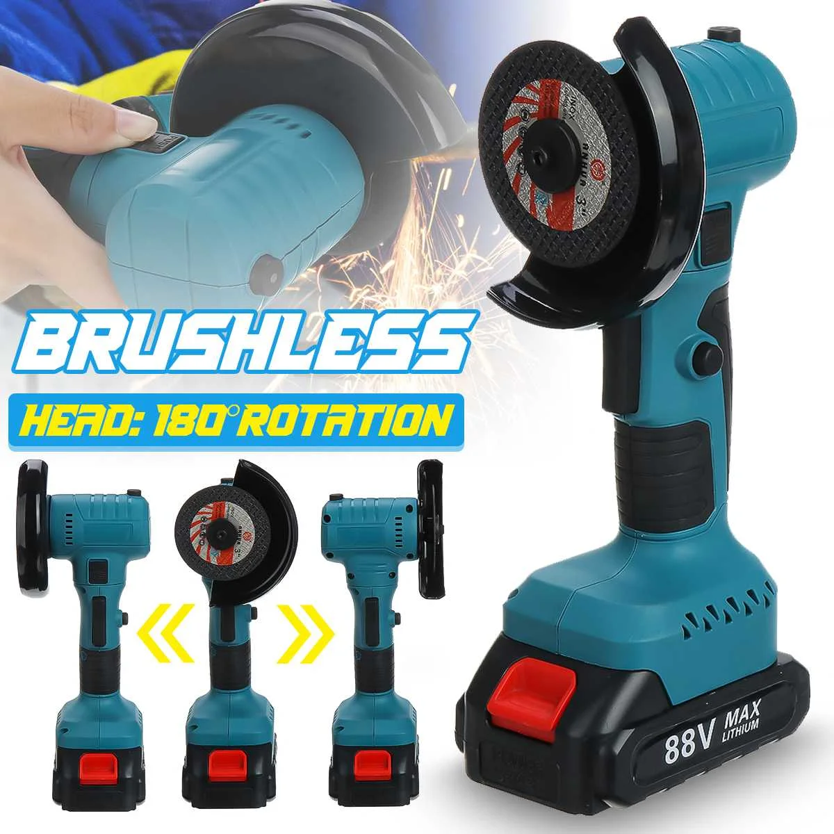 

88VF Mini Brushless Angle Grinder Cordless Polishing Grinding Machine Cutting Electric Power Tools For Makita 18V Battery