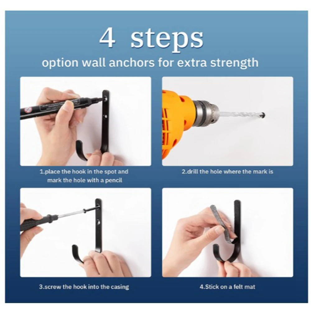 1 Pair Wall Mount Rod Storage Rack Stainless Steels Multifunctional Storage Stand for Metal Gun Frame and Bow Toy Gun