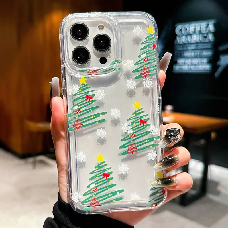 Snowflake Christmas Tree Shockproof Clear Phone Case