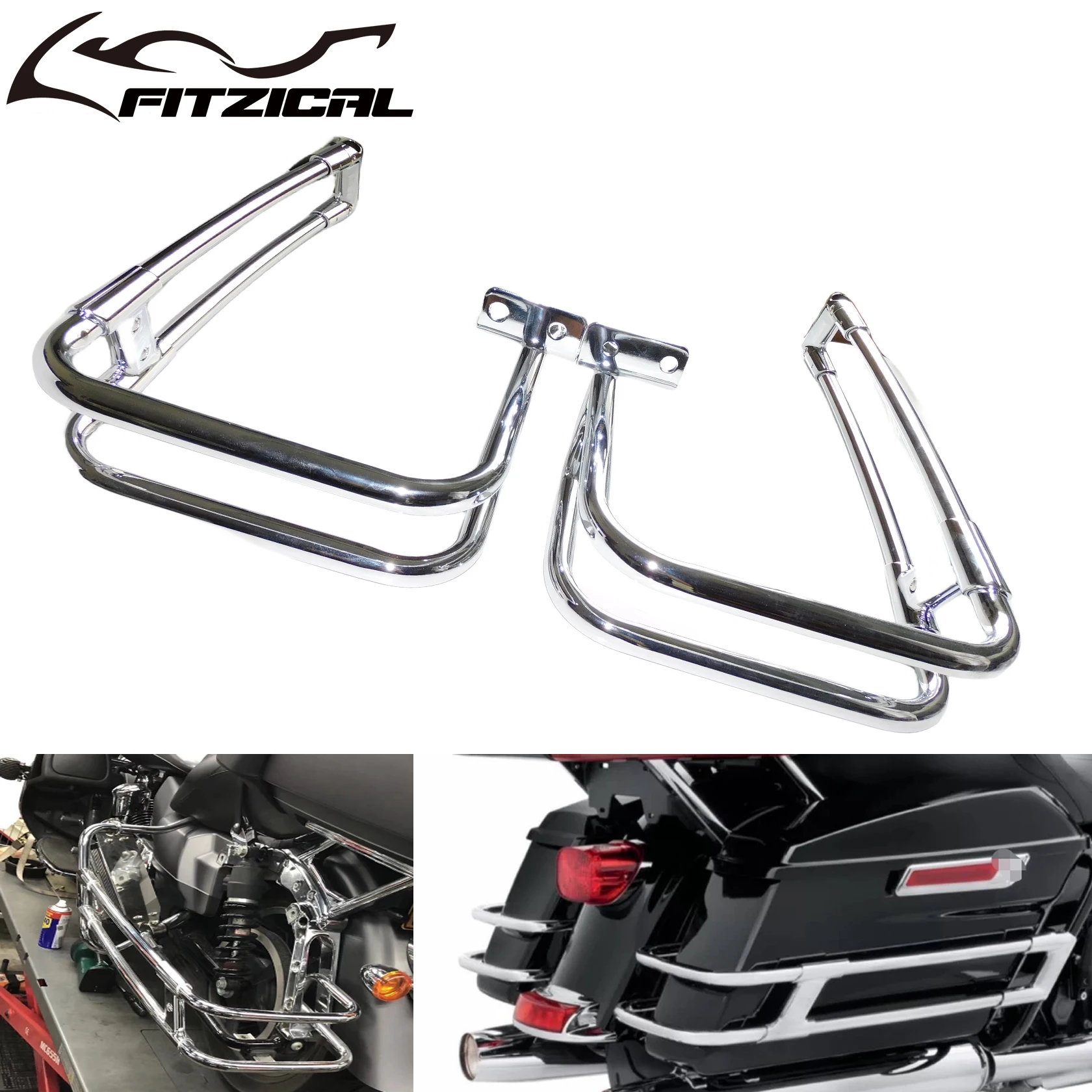 MotorcycleSaddlebagGuardRailsChromeForHarleyTouringRoadKing