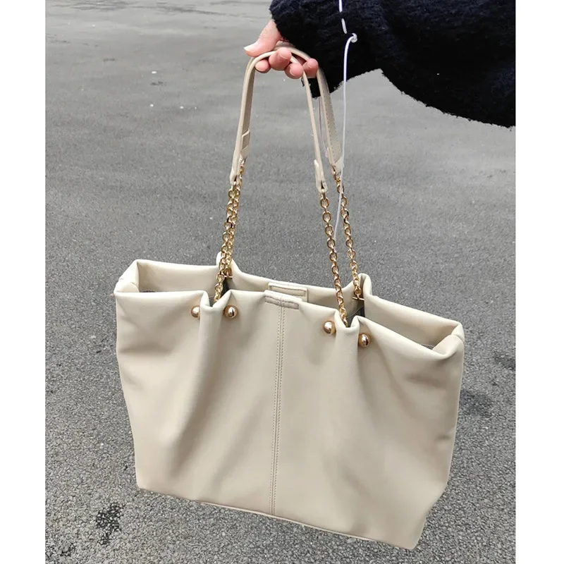 Shoulder Bag Large Capacity Senior Sense Solid Color Handbag for Women New Casual Fashionable Tote Simple Trend All-match
