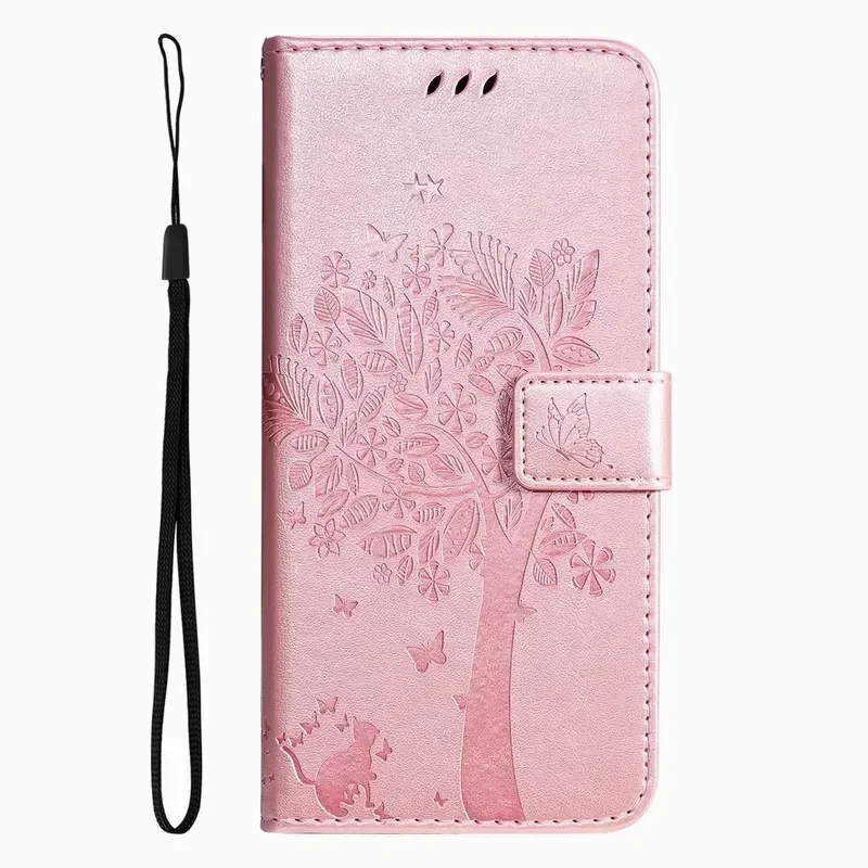Cute Cat Tree Flip Wallet Case with Card Slots Cover