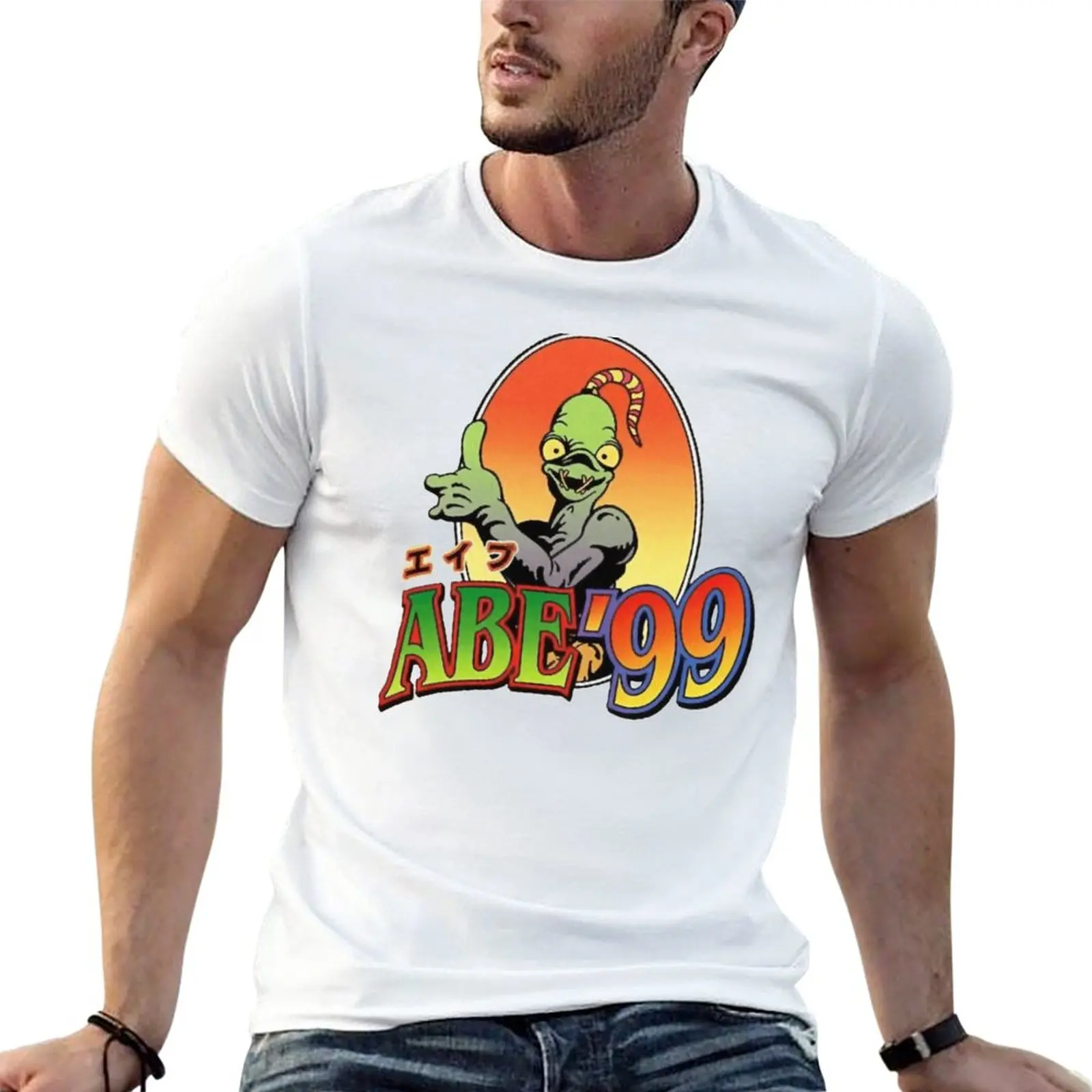 Oddworld - Abe '99 Japanese Box Art T-Shirt Customs Funnys Abbigliamento Da Uomo