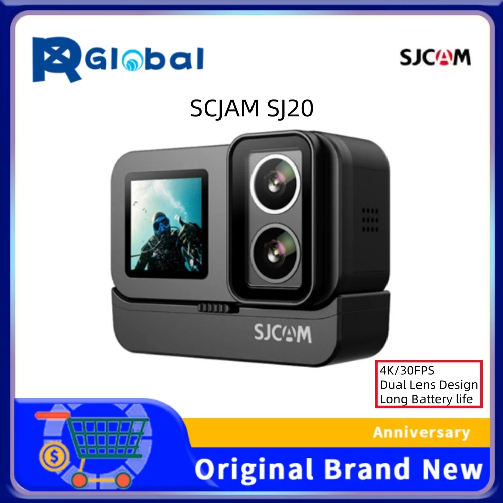 SJCAM SJ20 Night Vision & True 4K Underwater Action Camera,8H Power,4K Dual Lens,154° Wide-Angle FOV