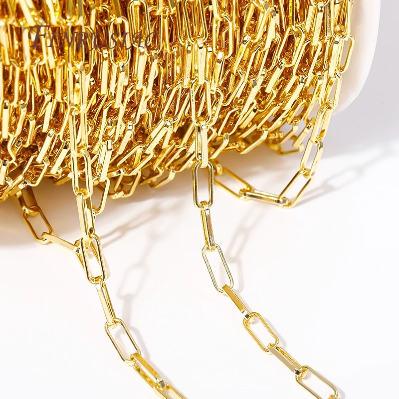 

18K Gold Plated Metal Paperclip Link Cable Chains For Jewelry Making Findings, High Quality Spool Chain DIY Necklace Bracelet