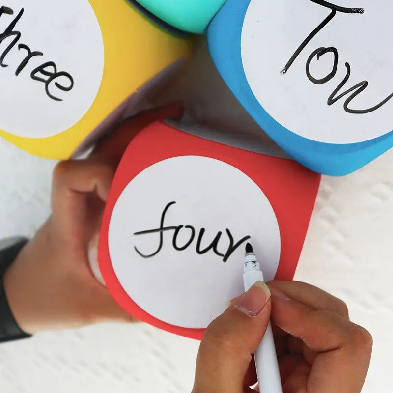 

4x4 Inch Wipe Off Dice Cubic Portable Cleanable Write On Dice Vibrant Color Blank Teaching Accessory DIY Blank Dice