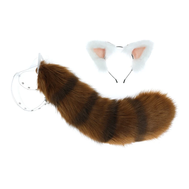 

Raccoon Ears and Tail Set,Furry Raccoon Ear Headband with Tail,Kitten Anime Neko Ear,Halloween Cosplay Party Cat Costume