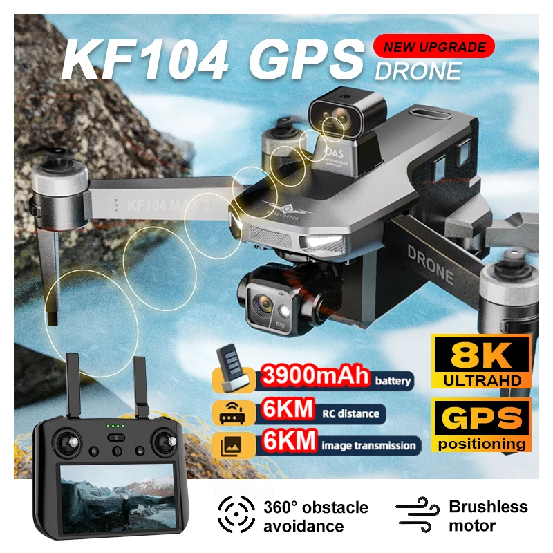 KF104 Max 2 Drone RC 5G WIFI Drone 8K Professional With Aerial 3-Axis Anti-Shake Gimbal Obstacle Avoidance Brushless Quadcopter