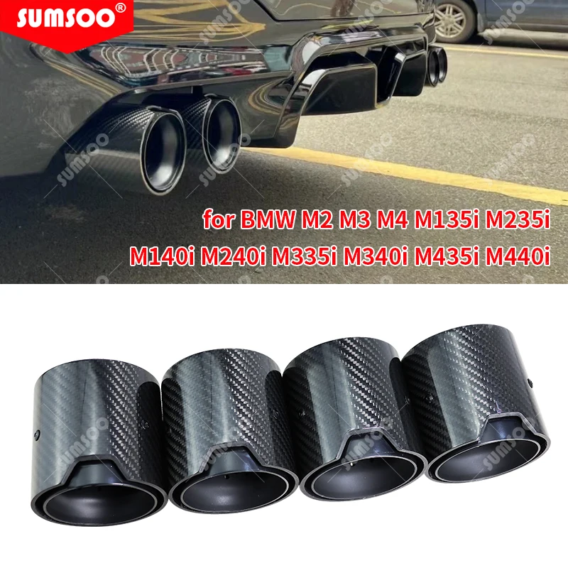 

1PCS Glossy Carbon Fiber Matte Stainless Exhaust tip Auspuffspitze for BMW M2 M3 M4 M135i M235i M140i M240i M335i M340i M435i