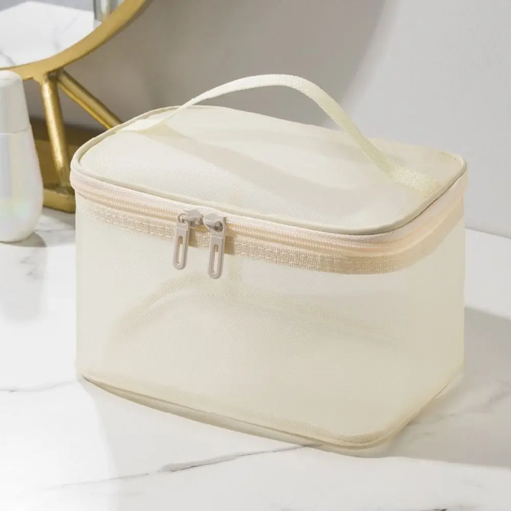 Damen-Reise-Kosmetiktasche aus transparentem Netzstoff, Aufbewahrungstasche für Make-up und Toilettenartikel, Make-up-Organizer – Detail 4