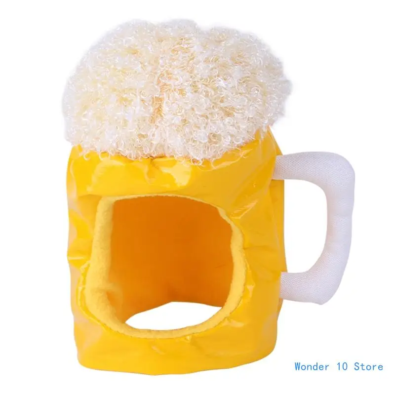 

Pet Costume Unique Yellow Beer Mug Hat Party Cosplay Dress Accessories