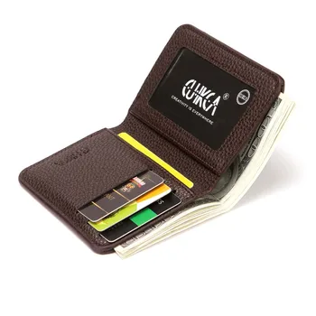 Litchi Stria Borsa per carte di patente di guida portatile per banconote Portafoglio in pelle sottile Custodie per carte di credito ID aziendale Portafoglio corto da viaggio