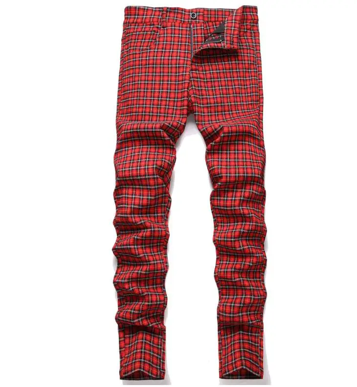 Red Plaid Pants Red Casual Pants Red Plaid Loose Jogger Breathable