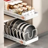 Pull out Pots and Pans Organizer Sliding Pot Lid Holder Kitchen Spice Rack Tableware Organizer Multifunctional Dish Drying Racks 2